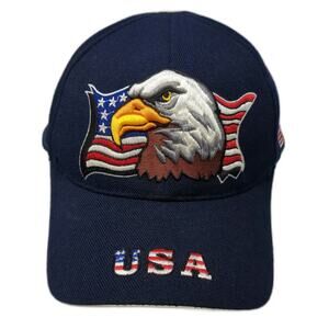 Santo Cap Blue One Size Baseball Cap Eagle USA Flag Strapback Embroidered Hat